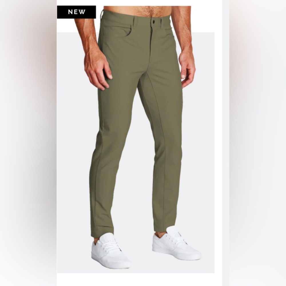 State And Liberty Pants Mens 38  Olive   Tech Chino Tapered Athletic Fit Stretch